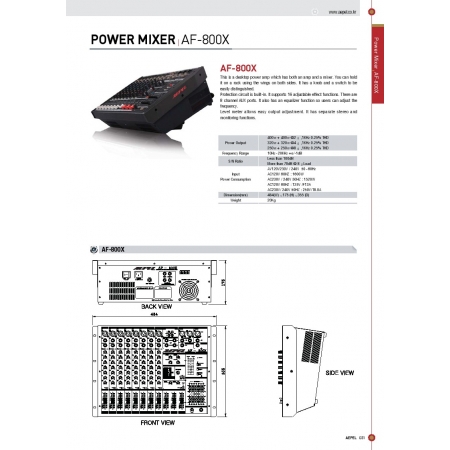 Power mixer AF-800X (AEPEL Made in Korea) nhập khẩu Hàn Quốc