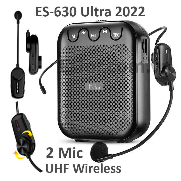 Máy trợ giảng Hàn Quốc ESFOR ES-630 Ultra, 2 micro không dây 3 cách dùng, loa Bluetooth 5.0 ES630 Ultra 30W